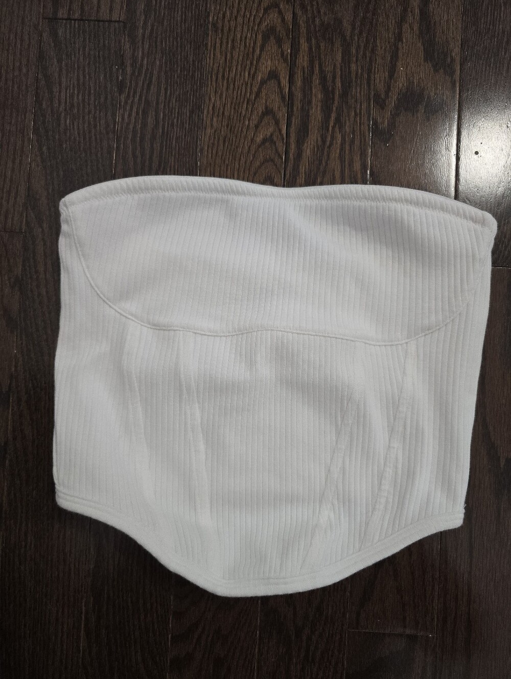 Victoria's Secret PINK White Ribbed Strapless Bustiern Bandeaus Top Size XS
